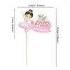 Feestbenodigdheden roze ballerina meisje cake topper toppers kroonjurk kinderen gelukkige verjaardag bruiloft baby shower bak dessert diy decor