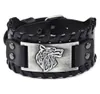 Wolf Head Mens manschettarmband Vintage Homme Charm Läder Retro Wide Rostly Steel Pin Pin Buckle Fashion Accessories Jewelry5720523