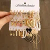 Boucles d'oreilles Gold Color Butterfly Set Metal Pearl Twist Twist Brotage Coeur Géométrique Hollow Slebing Bijoux tendance 2024