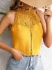 Kvinnors blusar Elegant ärmlös skjorta 2024 Summer Fashion Hollow Lace Style Tank Top for Women Tops Bloues Camisas de Mulher Axr297