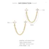 Stud Earrings Aide 925 Sterling Silver Imitation Pearl White Zircon For Women 18K Gold Plated Double Studs Chain Tassel