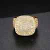 Luksusowy biżuteria hip -hopowa 18K Gold Splated 925 Strerel Srebrny VVS Moissanite Diamond Out Hip Hop Geometryczny pierścień dla mężczyzn