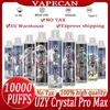Armazéns europeus originais Crystal Pro Max 10000 Puffs Vaper Vapes 10000 Vapecan Crystal Razz Bar 10k Puff Em vazio vape descartável vape
