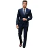 Costumes pour hommes Notch Bleu marine bleu simple seme-pignon formel haut de gamme Pantalons de veste 2 pièces