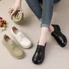 Casual Shoes High Quality Women Oxford Flats Pu Leather Round Toe Flat Heel Business Korean Black White