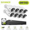 System Sannce 5mp 8ch Cctv Video Security Outdoor Night Vision Waterproof Ip Camera Control Surveillance System Poe H.264+ 8ch Nvr Kit