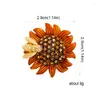 Brooches Rhinestones Sunflower Brooch Costume Jewelry Gold Plated Bee Flower Broches Pins Fashion Elegant Multipurpose For Women