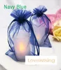 16 couleurs Pick100pcs Navy Bleu 1015cm Sheer Organza Bag Mariage de mariage Fournitures Giftcandy Bag1894736