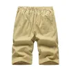 Homens shorts até os joelhos algodão shorts elástico machos machos shorts curtos shorts casuais masculino grande masculino sólido 240409