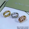 Original brand Van Ring V Gold Narrow Plate Kaleidoscope Clover Index Finger Couple Female Full Diamond Light Luxury Personality Tail