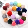 Keychains Lanyards Fluffy Fur Pom Keychain Soft Faux Rabbit Fur Ball Car Keyring Pompom Nyckelkedjor Key Holder Women