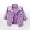 Women Denim Jacket Spring Autumn Short Coat Pink Jean Jackets Casual Tops Purple Yellow White Loose Lady Outerwear Howdfeo 240415