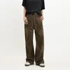 Pantaloni da donna stampa leopardo y2k jeans donne oversize larghe gamba in jeans pantaloni in alto in alto girovada