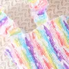 Vestidos de menina vestido de verão menina desenho animado animal sereia borboleta arco-íris mangas de vôo de crianças vestido algodão bordado vibração da pré-escola roupas meninas 1-7y T240415