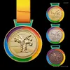 Figurine decorative personalizzate Tag della medaglia di Taekwondo personalizzata Gold Bronzo in bronzo in lega di zinco Sports Concorso creativo souvenir 1pc