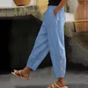 Женские брюки Женщины с прямыми ногами, спадают стильные летние повседневные повседневные смеси с эластичной талией в середине уличной одежды для уличной одежды