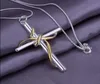 Factory price 925 silver chain necklace dichroic twisted rope cross pendant free shipping9009640