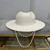 Wide Brim Hats Summer Arrival Double Chain Strap Fedora Hat Straw For WomenWide
