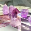 Dekorativa figurer Naturliga Amethyst Crystal Hexagon Wand Single Point Healing Stone Tower för dekoration