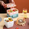 Bento Boîtes Kawaii Boîte à lunch bento mignon pour enfants IRLS ÉCOLE ÉCOLE PORTABLE MINE SNACK SAND CONTERITEUR ALIMENTS L49