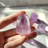 Dekorativa figurer Naturliga Amethyst Crystal Hexagon Wand Single Point Healing Stone Tower för dekoration