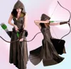 Médiéval Cosplay Fashion Women Anime Viking Renaissance Hooded Archer Come Cuir Long Robe sans manches Masquerade 2022 New T22084454315