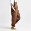 Herenbroek 2024 Jumpsuit Casual Streetwear Retro Solid Color Overalls Multi-Pocket Losse Suspenders Baggy Work Wear Cargo