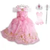 Enfants princesse costume fête fantaisie fleur vestido anniversaire de Noël carnaval robe rapunzel belle déguise robe 240412