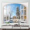 Tapisserier Vinter Nature Landscape Tapestry White Trees Forest Home Backdrop Wall Hanging Picnic Mat Tablecoloth filt Decors