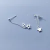 Boucles d'oreilles en peluche pure 925 argent sterling creux étoile courte drop drop asymétrie douce oreille suspendue