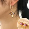 Boucles d'oreilles en peluche 1pair Design créatif petit pendrier de champignons huile colorée dirant des bijoux de mode