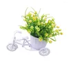 Decorative Flowers Rattan Bike Vase With Silk Colorful Mini Rose Flower Bouquet Artificial Flores For Home Wedding Decor Simulation