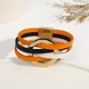 Charmarmband Allyes Fashion Hollow Circle Wrap Leather Armband för kvinnor Gotisk punk Multilayer Orange Black Party Jewelry Gifts