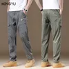 Vêtements de marque Summer Soft Lyocell tissu pour hommes pantalon de cargaison mince usure de travail élastique