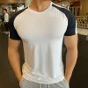 T-Shirts Mens Running Compression Tshirt Breathable Football Sweatshirt Tight Sportswear Fitness Short Sleeve Shirt Workout Rash Guard