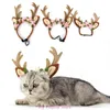 Hondenkleding Cat Dogs Rendier Headband Festival Animal Hairband met verstelbare nekriemcosplay -accessoires