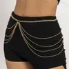 Ingesight.z Punk multicouche Tassel Hip High Waist Chain pour femmes Gold Color Metal Challe Tailband Party Robe Belts Accessorie 240415