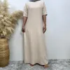 Etniska kläder ramadan långa klänningar muslimska abayor för kvinnor matchar alla kort ärm maxi klänning kalkon abaya kimono mantel marockansk kaftan