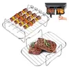 Tools Air Fryer Kits For Double Basket Stainless Steel Grills Rack Gloves Set