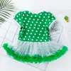 Patrick New Saint Cotton Polka Dot Short Sleeve Dress Baby Green Gauze Princess Dress For Children