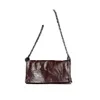 Läder äkta väska 2024 Spring Pleated Cowhide Casual Grab Single Shoulder Crossbody Chain Underarm