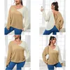 Dames plus size t-shirt shirt tweekleurige druppel shoder twist back sweatshirt vrouwen losgevallen crewneck casual sweatshirts levering app dhc0n