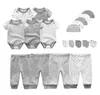 UNissex recém -nascido Bodysuits calças infantis Chapéus Luvas para crianças vestidos de bebê conjuntos de roupas de algodão Roupa de Bebe meninas roupas de menino Y200803283473922