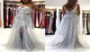 Vestidos de baile divididos de tule de renda lindos