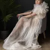 Elegant en axel tyllmoderskapsklänningar se genom sexiga kvinnliga klänningar för fotografering