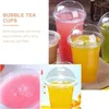 Disposable Cups Straws Drink Juice Cup Lid Design Plastic Clear Milk Packing Beverage Package Multi-function