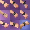 Outras pulseiras Novo Coração Star Spike Leather Bracelet Men Women Women Punk Rock Bangle Goth Jewelry Cosplay Emo Gothic Accessoriesl240415
