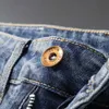 Heren jeans ontwerper lichte luxe luxe kwaliteit lente/zomer heren jeans slank fit high -end elastische veelzijdige blauwe rechte been broek alle seizoenen ff6525