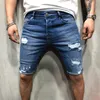 Homens casuais calças calças curtas destruídas jeans skinny rasgado de calça desgastada 240415