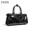 Borsetto euro Elegante Vintage Glossy Glossy Cera Pelle Orizzontale Orizzontale Bowlng Tote Luxury Women Borsa grande borsa per ufficio grande